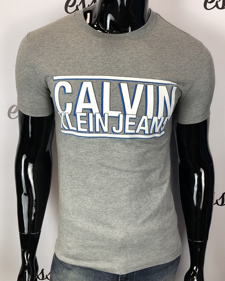 T-SHIRT MĘSKI Calvin Klein BLK CALVIN SL MID GREY HEATHER  (1)